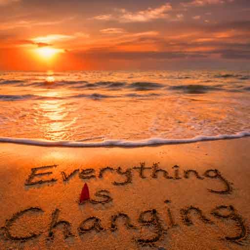 Everything Is Changing, Aggro mix cover, the title written in sand under a burning orange sunset