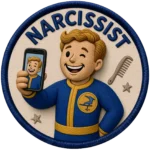 Embroidered patch of a narcissist takes a selfie winking at the camera phone