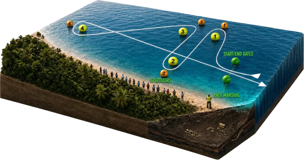 Isometric illustration of a race course